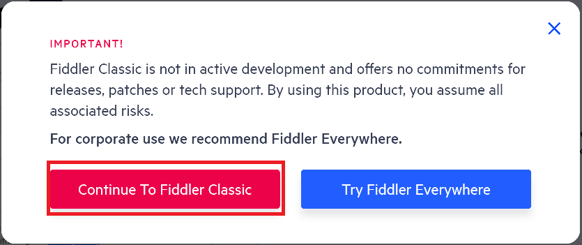 Fiddler Classicの企業利用に関する警告